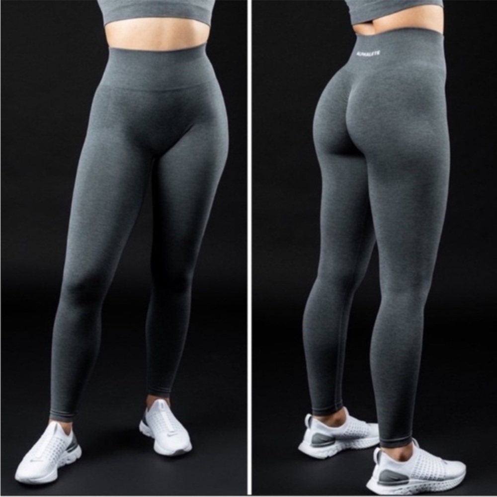 Alphalete Amplify Seamless Ruched Back Legging Tight Green Grey Extra Large